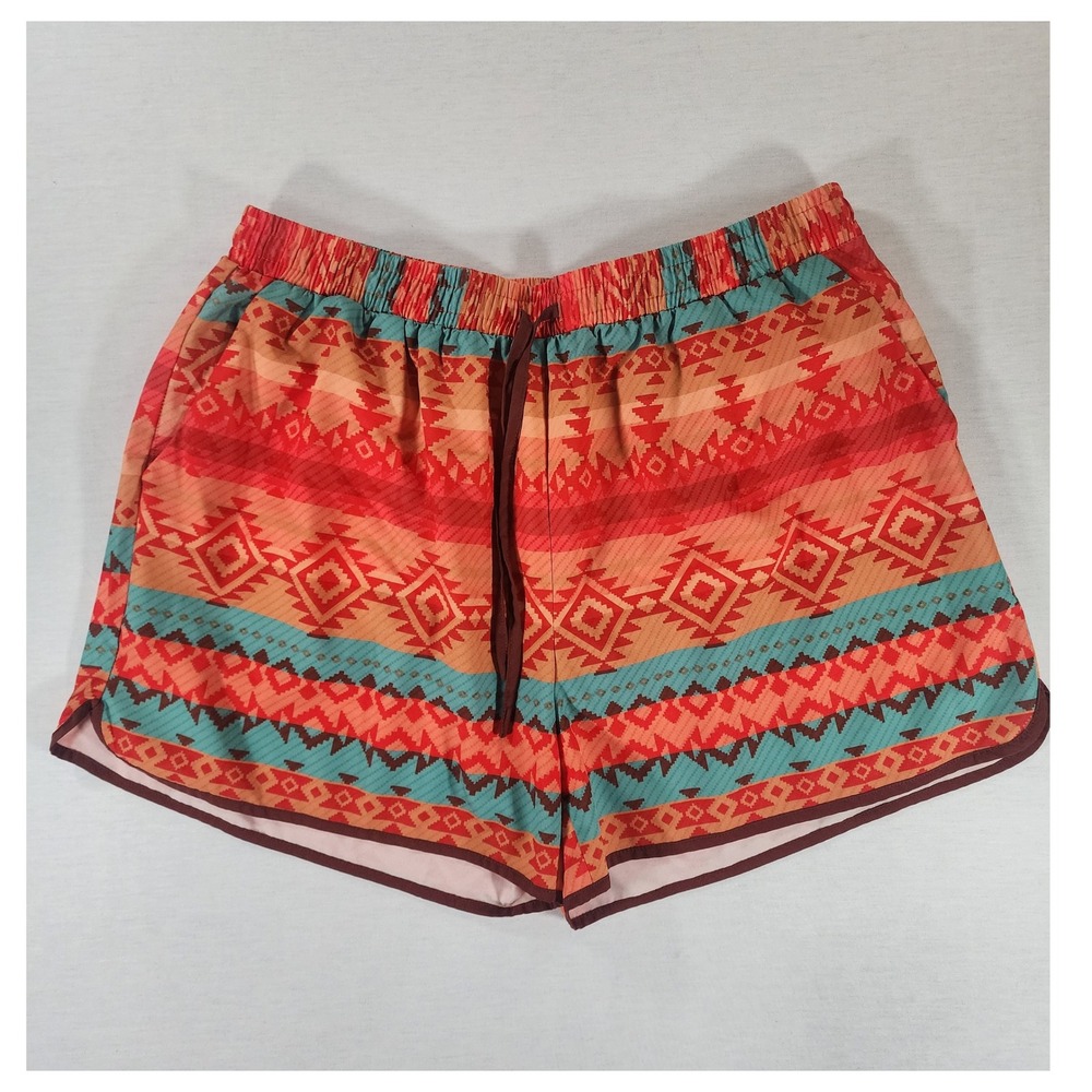 Rowdy Crowd Clothing Running Short Women XL Southwest Aztec Orange Track Western